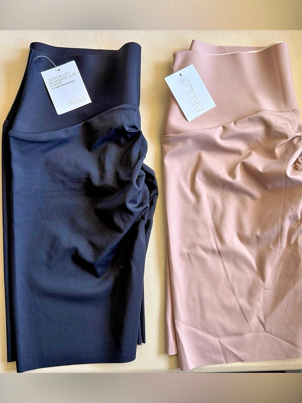 BELLA SHAPEWEAR Tuck-N-Lift Seamless Slip Shorts Set, Black & Nude XL NWT